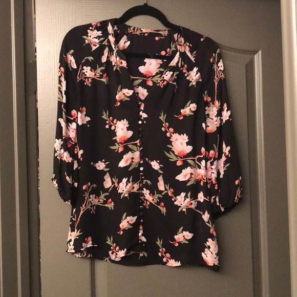 Joie Tops - Joie black floral silk top - ca